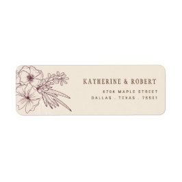 Modern Kreme Floral Return Address Etiket