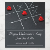 Modern krijtbord en harten wijn etiket (Enkel label)