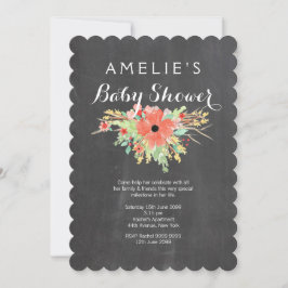 Modern krijtbord Floral Krans Baby shower Uitnodig Kaart