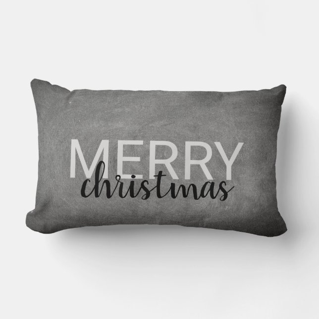 Modern krijtbord op maat Vrolijk kerstscript Kussen (Voorkant)