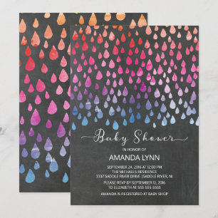 Modern krijtbord regendruppels neutraal Baby showe Kaart