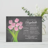 Modern krijtbord roze tulp meisjes Baby shower Kaart (Staand voorkant)