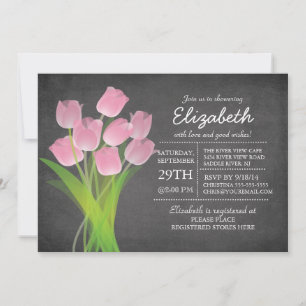 Modern krijtbord roze tulp meisjes Baby shower Kaart