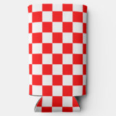 Modern Kroatisch rood-wit schaakbordpatroon Seltzer Blikjeskoeler (Achterkant)