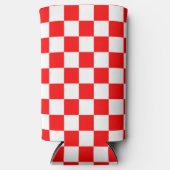 Modern Kroatisch rood-wit schaakbordpatroon Seltzer Blikjeskoeler (Voorkant)