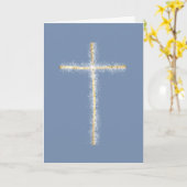 Modern kruis op blauwe achtergrond religieus kaart (Gele Bloem)