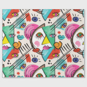 Modern kubisme Abstracte kunst Vrouw gezichten Cadeaupapier (Vlak)