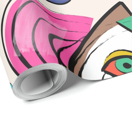 Modern kubisme Abstracte kunst Vrouw gezichten Cadeaupapier (Rol Hoek)