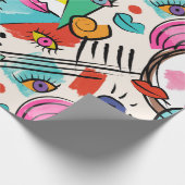 Modern kubisme Abstracte kunst Vrouw gezichten Cadeaupapier (Hoek)