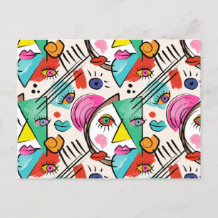 Modern kubisme Abstracte kunst Vrouw gezichten Feestdagenkaart