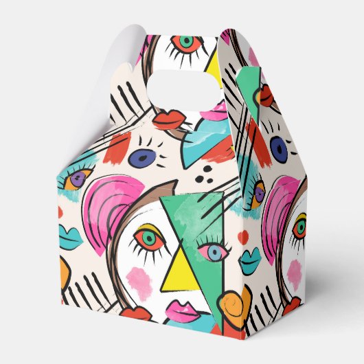 Modern kubisme Abstracte kunst Vrouw gezichten kun Bedankdoosjes (Voorkant Zijde)