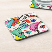 Modern kubisme Abstracte kunst Vrouw gezichten kun Bier Onderzetter (Linkerzijde)