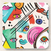 Modern kubisme Abstracte kunst Vrouw gezichten kun Bier Onderzetter (Voorkant)