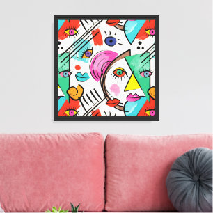 Modern kubisme Abstracte kunst Vrouw gezichten kun Canvas Afdruk