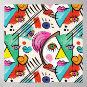 Modern kubisme Abstracte kunst Vrouw gezichten kun Poster (Voorkant)