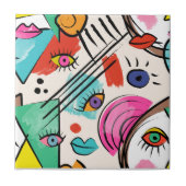 Modern kubisme Abstracte kunst Vrouw gezichten kun Tegeltje (Voorkant)