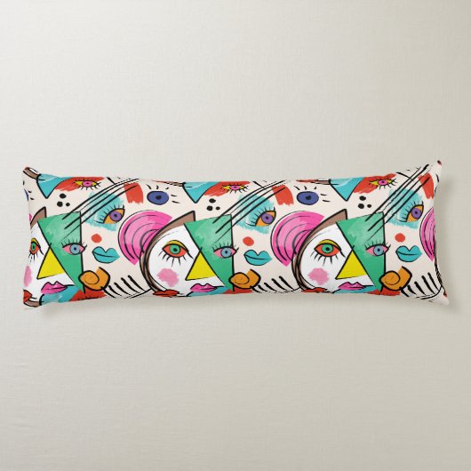 Modern kubisme Abstracte kunst Vrouw gezichten Lichaamskussen (Achterkant)