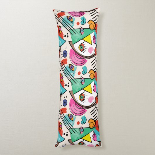 Modern kubisme Abstracte kunst Vrouw gezichten Lichaamskussen (Achterkant (Verticaal))