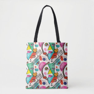 Modern kubisme Abstracte kunst Vrouw gezichten Tote Bag