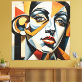 Modern kubisme Vrouw gezicht Picasso stijl Abstrac Canvas Afdruk (Insitu (Woonkamer))