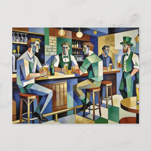 Modern Kubistisch Iers Pub Briefkaart (Voorkant)