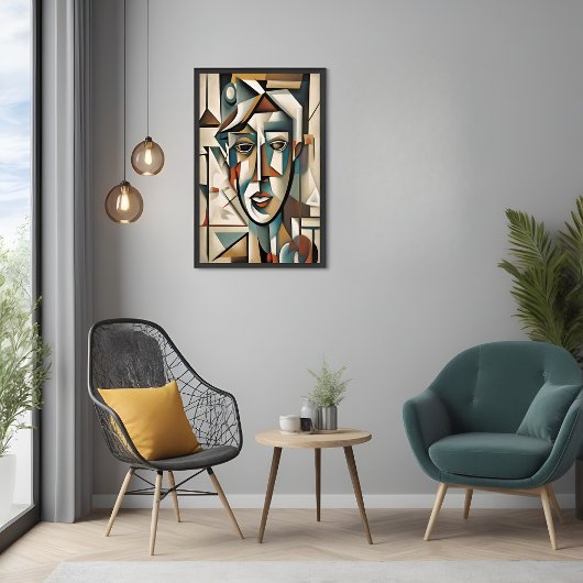 Modern kubistisch portret Abstract Wall Art poster