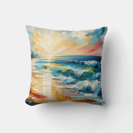 Modern Kunst Strand Zonsondergang Design Kussen