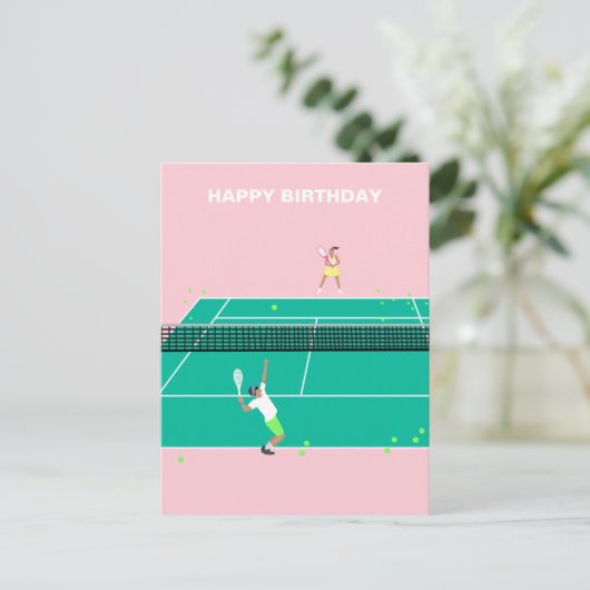 Modern Kunst Tennis Wedstrijd Speler Gefeliciteerd Briefkaart (Staand voorkant)