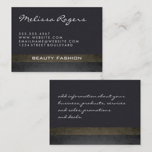 Modern kunstleder met grafische structuur visitekaartje (Voorkant / Achterkant)