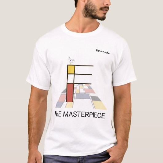 modern kunstmonogram en kosvogel - letter F T-shirt (Voorkant)