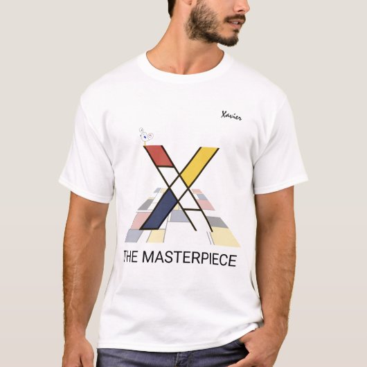modern kunstmonogram en kosvogel - letter " x " t-shirt (Voorkant)