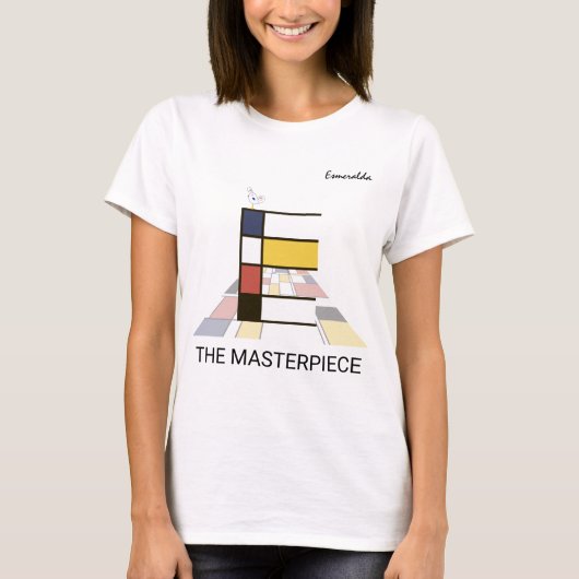 modern kunstmonogram en stutvogel - letter E T-shirt (Voorkant)