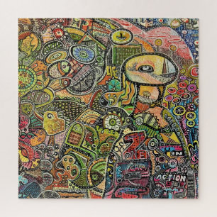 modern kunstschilderij met kleurrijke acrylica gra legpuzzel