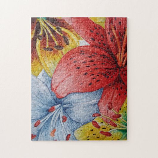 modern kunstschilderij van kleurrijke liembloemen legpuzzel (Verticaal)