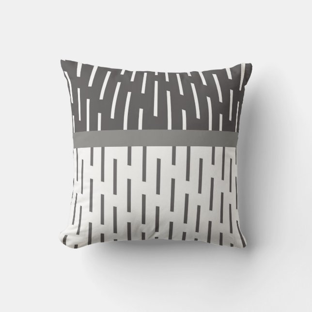 modern kussen abstract patroon grijs en wit (Voorkant)