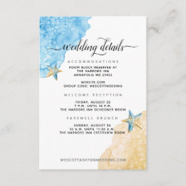 Modern Kuststrand Zee en Sand Beach Bruiloft Detai Informatiekaartje