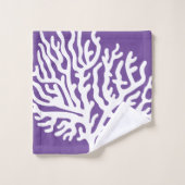 Modern Kustwit Zee Koralen & Paarse Bad Handdoek (Wasdoekje)