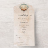 Modern Kustzeeschelp Zand Waterverf Diner All In One Uitnodiging (Binnen)