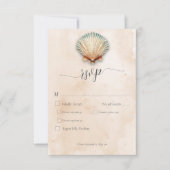 Modern Kustzeeschelp Zandbruiloft Diner RSVP Kaartje (Voorkant)