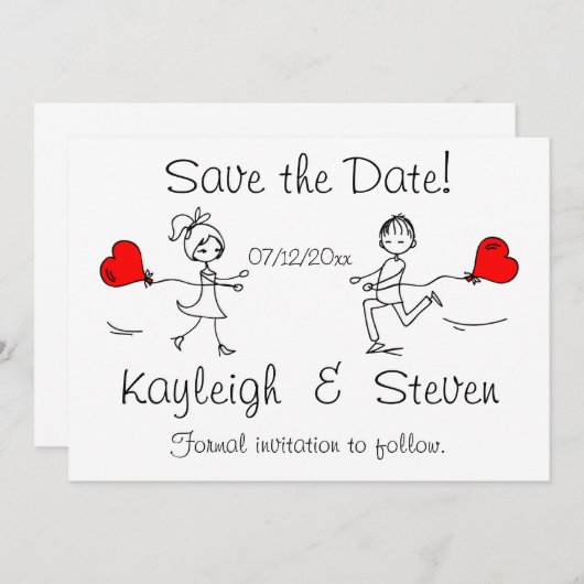 Modern Kute sla de datum op Save The Date (Voorkant / Achterkant)