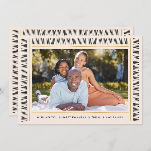 Modern Kwanzaa Border Pattern 1-Photo Feestdagenkaart (Voorkant / Achterkant)