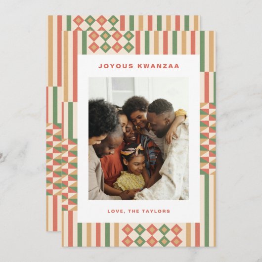Modern Kwanzaa Kente Pattern 1-Photo Feestdagenkaart (Voorkant / Achterkant)