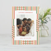 Modern Kwanzaa Kente Pattern 1-Photo Feestdagenkaart (Staand voorkant)