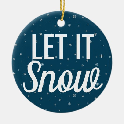 Modern laat het sneeuwblauw maken met sneeuwvlokke keramisch ornament (Voorkant)