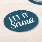 Modern laat het sneeuwblauw maken met sneeuwvlokke ronde kartonnen onderzetter (Gebogen)