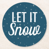 Modern laat het sneeuwblauw maken met sneeuwvlokke ronde kartonnen onderzetter (Voorkant)