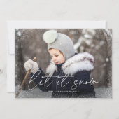 Modern Laat het sneeuwscript foto Feestdagenkaart (Voorkant)