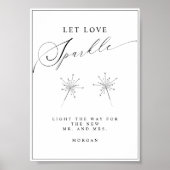 Modern Laat Liefde Sparkle Teken Trouwtafel Teken Poster (Voorkant)