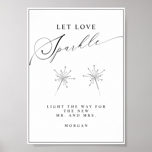 Modern Laat Liefde Sparkle Teken Trouwtafel Teken Poster (Voorkant)