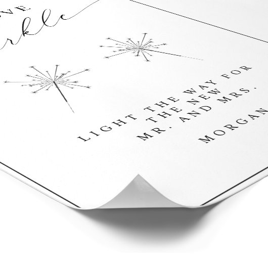 Modern Laat Liefde Sparkle Teken Trouwtafel Teken Poster (Hoek)